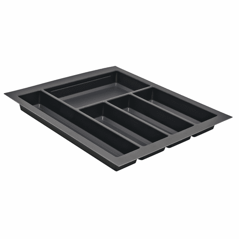 Hafele Sky Cutlery Tray, for 21" and 21 11/16" Deep Drawer, Plastic, slate gray; trimmable width: 410 - 450 mm (16 1/8 - 17 11/16"), Item# 556.55.364, 55655364, 556-55-364