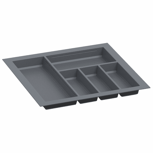 Hafele Sky Cutlery Tray, for 21" and 21 11/16" Deep Drawer, Plastic, slate gray; trimmable width: 510 - 580 mm (20 1/16 - 22 13/16"), Item# 556.55.386, 55655386, 556-55-386
