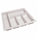 Hafele Sky Cutlery Tray, for 21" and 21 11/16" Deep Drawer, Plastic, textured white; trimmable width: 410 - 450 mm (16 1/8 - 17 11/16"), Item# 556.55.764, 55655764, 556-55-764