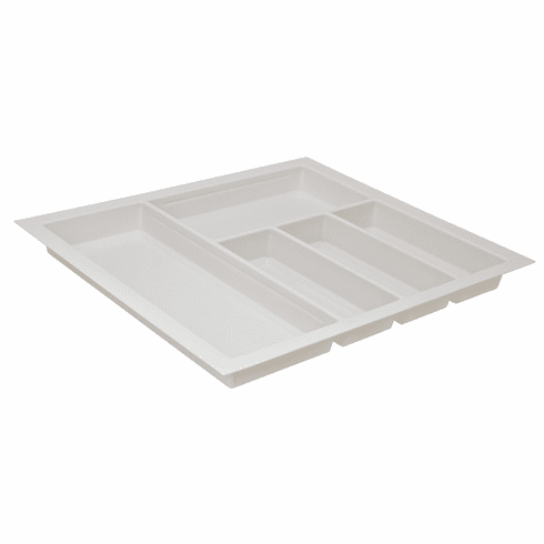 Hafele Sky Cutlery Tray, for 21" and 21 11/16" Deep Drawer, Plastic, textured white; trimmable width: 510 - 580 mm (20 1/16 - 22 13/16"), Item# 556.55.766, 55655766, 556-55-766
