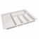 Hafele Sky Cutlery Tray, for 21" and 21 11/16" Deep Drawer, Plastic, textured white; trimmable width: 510 - 580 mm (20 1/16 - 22 13/16"), Item# 556.55.786, 55655786, 556-55-786