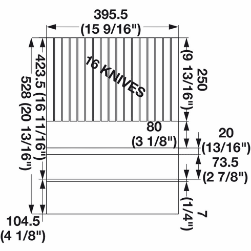 Hafele Knife Insert, Fineline™, Black ash, 18", holds 16 knives, Item# 556.87.381, 55687381, 556-87-381