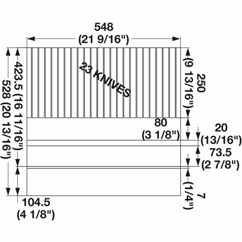 Hafele Knife Insert, Finelineā¢, Black ash, 24", holds 23 knives, Item# 556.87.382, 55687382, 556-87-382