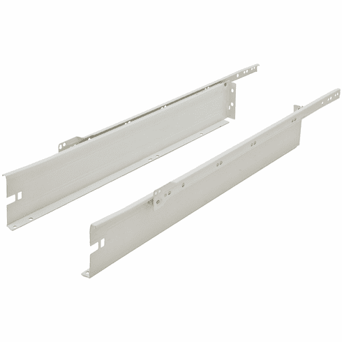 Hafele Metal Box Drawer System, 4 1/2" Height, 3/4 Extension, Self-Closing, 14" Length, Item# 558.54.735, 55854735, 558-54-735