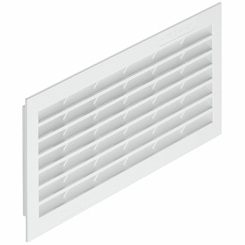 Hafele Ventilation Grill, Plastic, with louvres, Square, White, 254 x 108 mm, Item# 571.64.726, 57164726, 571-64-726