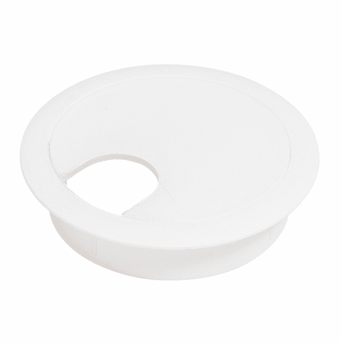 Hafele Cable Grommet, Two-Piece, Round, Diameter:2 1/2", With 90 Rotating Top, White, Item# 631.26.711, 63126711, 631-26-711