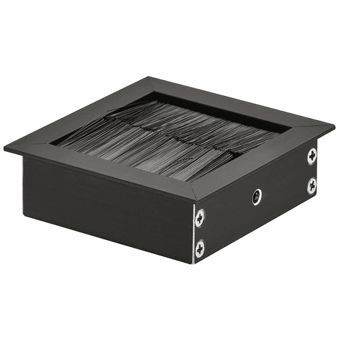 Hafele Anodized Aluminum Grommet, Square 69 x 69 mm with Brush, aluminum, without lid, Black, Item# 631.29.340, 63129340, 631-29-340
