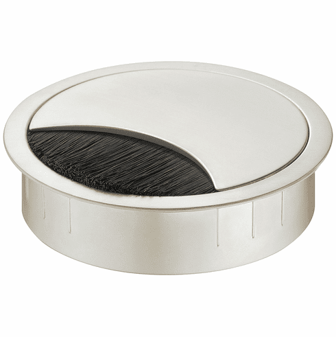 Hafele Metal Cable Grommet, Two-piece, Round, Zinc alloy, with locking mechanism of the lid, height 21 mm, for workplace organization, Stainless steel effect, drill hole Diameter:: 80 mm, Item# 631.31.014, 63131014, 631-31-014