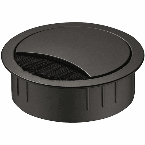 Hafele Metal Cable Grommet, Two-piece, Round, Zinc alloy, with locking mechanism of the lid, height 21 mm, for workplace organization, black, drill hole Diameter:: 60 mm, Item# 631.31.312, 63131312, 631-31-312