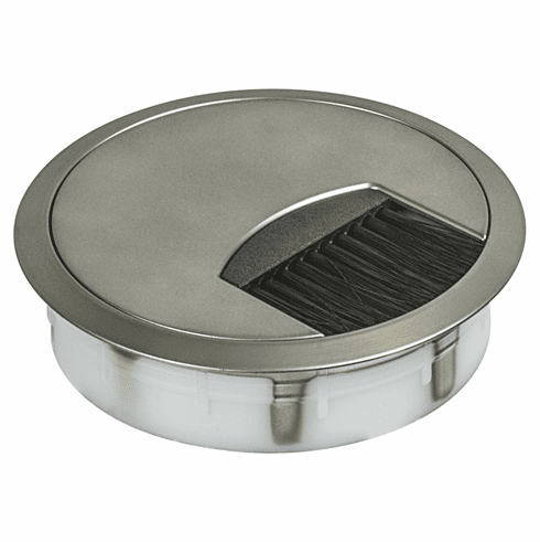 Hafele Plastic Cable Grommet, Two-Piece, Round, with Brush, Plastic, with flexible brush seal, Stainless steel color, drill hole Diameter:: 80 mm, Item# 631.35.014, 63135014, 631-35-014