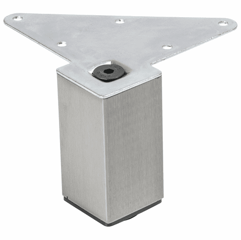 Hafele Furniture Foot, Square, Steel, brushed steel, 4" height, Item# 634.13.012, 63413012, 634-13-012