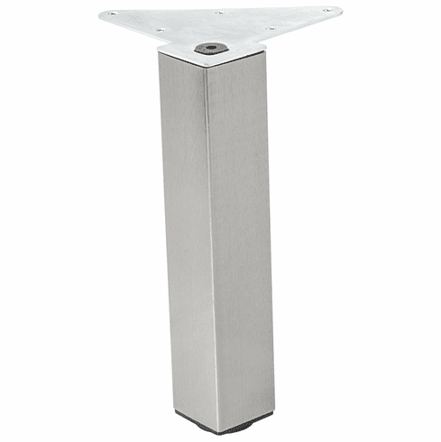 Hafele Furniture Foot, Square, Steel, brushed steel, 10" height, Item# 634.13.021, 63413021, 634-13-021