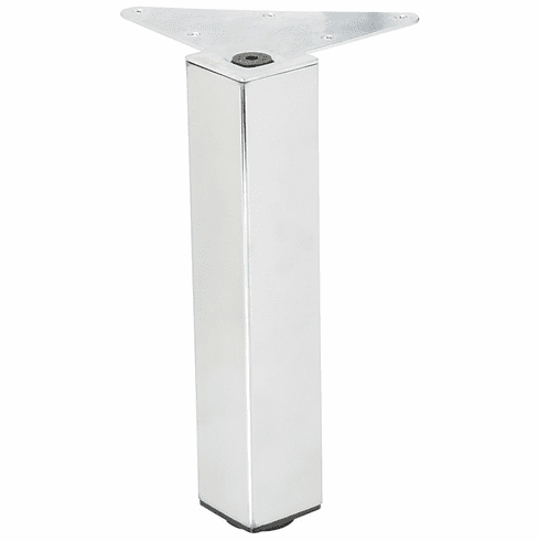 Hafele Furniture Foot, Square, Steel, polished chrome, 10" height, Item# 634.13.220, 63413220, 634-13-220