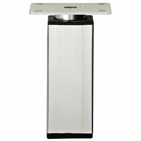 Hafele Furniture Foot, Square, Aluminum, 92 mm (3 5/8"), Polished chrome, Item# 634.16.221, 63416221, 634-16-221