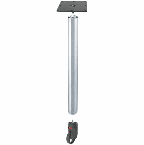 Hafele E-Leg, for Casters, Ø60 mm, 710 mm (28"), Satin nickel, Item# 635.60.465, 63560465, 635-60-465