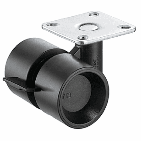 Hafele Twin Wheel Caster, Load-Bearing Capacity 35 kg, Swiveling, With brake and screw-on plate, Black, Item# 660.33.371, 66033371, 660-33-371