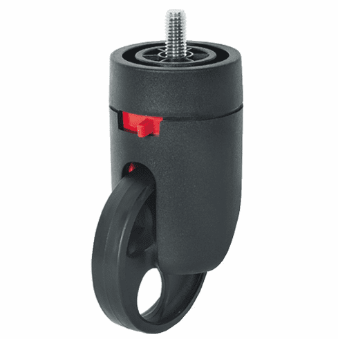 Hafele Swiveling Caster, M10 Stem, with Brake, Load-Bearing Capacity 264 lbs., With M10 thread, Black with pierced wheel, Item# 661.29.301, 66129301, 661-29-301