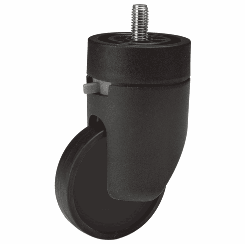 Hafele Swiveling Caster, M10 Stem, with Brake, Load-Bearing Capacity 264 lbs., With M10 thread, Black with solid black wheel, Item# 661.29.305, 66129305, 661-29-305