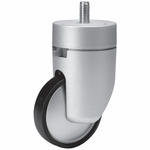 Hafele Swiveling Caster, M10 Stem, with Brake, Load-Bearing Capacity 264 lbs., With M10 thread, Silver with silver wheel, Item# 661.29.910, 66129910, 661-29-910