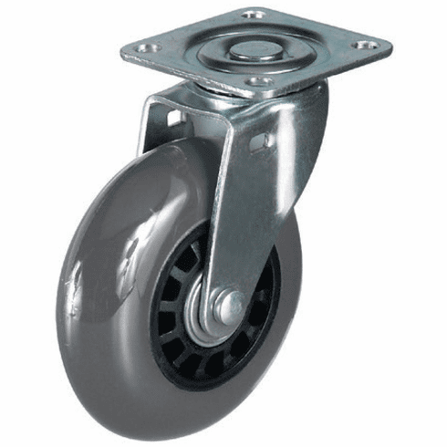 Hafele Coal Box Caster, With soft running surface, fixed or free running, Screw-on plate or M10 threaded bolt, Gray, Item# 663.24.521, 66324521, 663-24-521