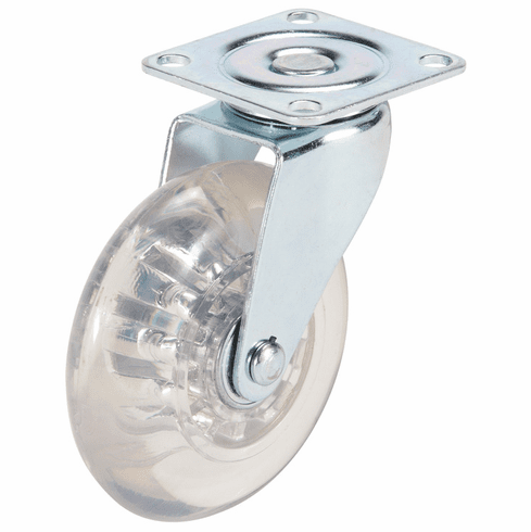 Hafele Coal Box Caster, With soft running surface, fixed or free running, Screw-on plate or M10 threaded bolt, Transparent, Item# 663.24.721, 66324721, 663-24-721