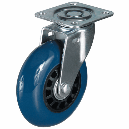 Hafele Coal Box Caster, With soft running surface, fixed or free running, Screw-on plate or M10 threaded bolt, Blue, Item# 663.24.821, 66324821, 663-24-821