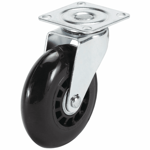 Hafele Coal Box Caster, With soft running surface, fixed or free running, Screw-on plate or M10 threaded bolt, Black, Item# 663.24.921, 66324921, 663-24-921