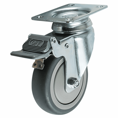 Hafele Swiveling Caster, Plate Mount, with Brake, Wheel Ø75 mm (3"), Item# 663.25.924, 66325924, 663-25-924