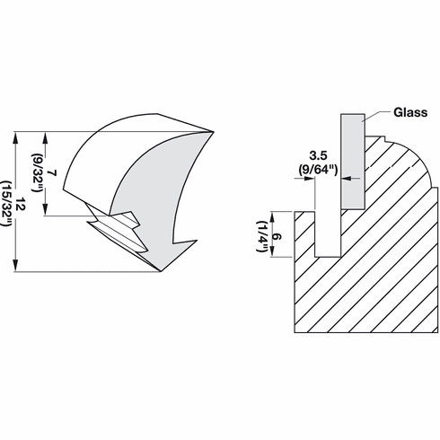 Hafele Panel Retainer, Thicker Profile, for Glass Door Fittings, Item# 706.61.411, 70661411, 706-61-411