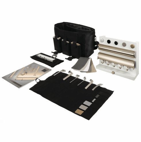 Hafele Designer Bag, TAG, with Signature Pole Display, Matt aluminum with chrome, Item# 732.31.761, 73231761, 732-31-761