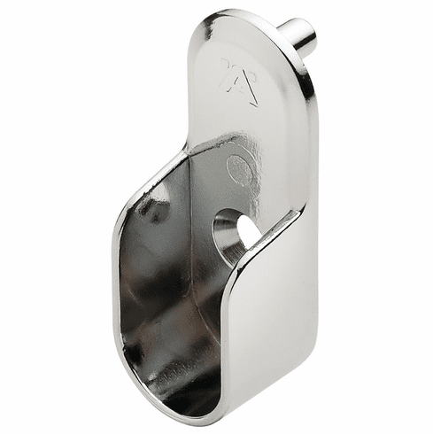 Hafele Wardrobe Tube Support with Dowels, for Oval Wardrobe Tubes, For insertion into 32 mm system holes, Chrome, 1/2" width, Item# 803.33.210, 80333210, 803-33-210