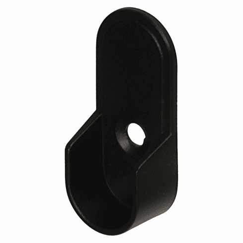 Hafele Wardrobe Tube Support with Dowels, for Oval Wardrobe Tubes, For insertion into 32 mm system holes, Black, 1/2" width, Item# 803.64.400, 80364400, 803-64-400
