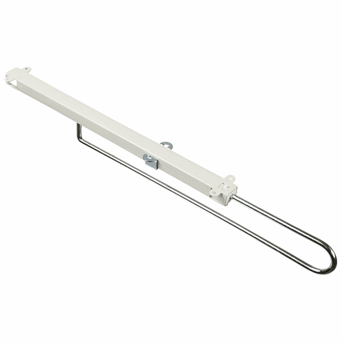 Hafele Retractable Wardrobe Rail, Steel Runner, 22 lb. load capacity, almond, 390 mm (15 1/2"), Item# 805.12.401, 80512401, 805-12-401