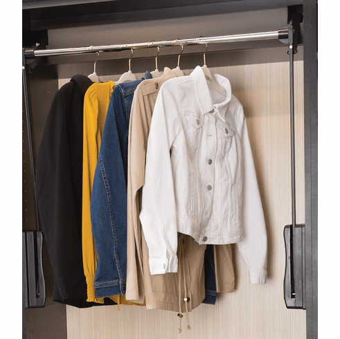 Hafele Wardrobe Lift, Motorized, Extended lift, 25-29" width; 45 lbs. capacity, chrome/chrome/white, Item# 805.32.761, 80532761, 805-32-761
