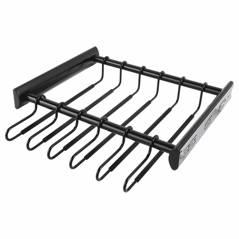 Hafele 18 Hanger Pants Rack Pull-out, TAG Synergy Collection, 24" Length, With full extension slide, Black, Item# 805.58.433, 80558433, 805-58-433