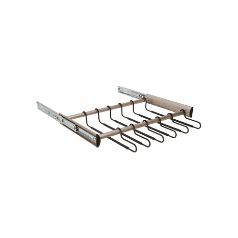 Hafele 18 Hanger Pants Rack Pull-out, TAG Synergy Collection, 24" Length, With full extension slide, Matt nickel, Item# 805.58.633, 80558633, 805-58-633