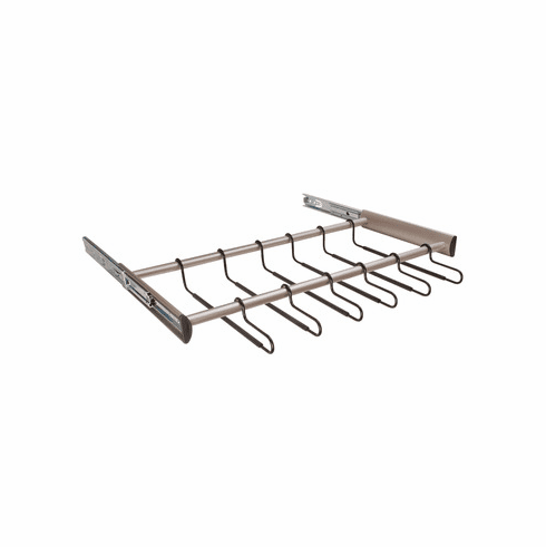 Hafele 24 Hanger Pants Rack Pull-out, TAG Synergy Collection, 30" Length, With Full Extension Slide, Matt Nickel, Item# 805.58.635, 80558635, 805-58-635