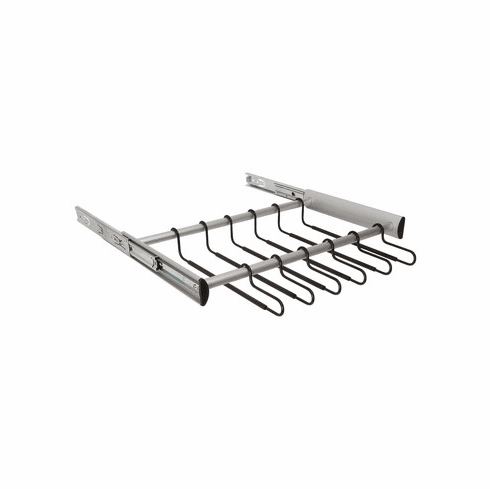 Hafele 18 Hanger Pants Rack Pull-out, TAG Synergy Collection, 24" Length, With full extension slide, Matt aluminum, Item# 805.58.933, 80558933, 805-58-933