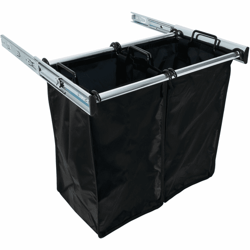 Hafele Pull-Out Hamper, with Removable Bags, TAG Synergy Collection, Polished chrome, 24", 2 small bags, Item# 807.52.233, 80752233, 807-52-233