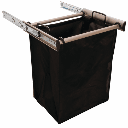 Hafele Pull-Out Hamper, with Removable Bags, TAG Synergy Collection, Matt nickel, 18", 1 large bag, Item# 807.52.631, 80752631, 807-52-631