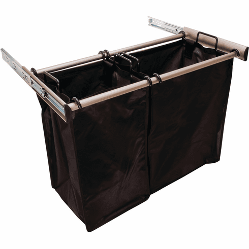 Hafele Pull-Out Hamper, with Removable Bags, TAG Synergy Collection, Matt nickel, 30", 1 large bag, 1 small bag, Item# 807.52.635, 80752635, 807-52-635