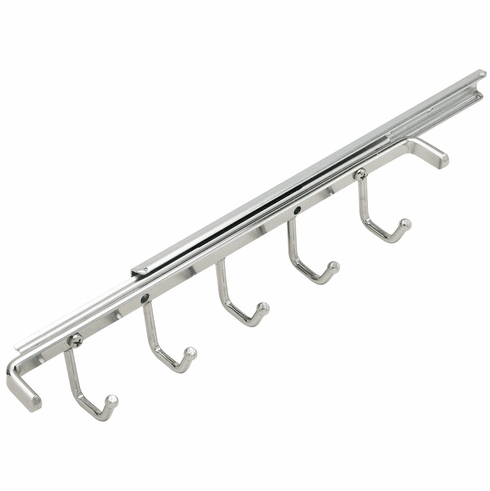 Hafele Belt Rack with Slide, 5 Hook, 11", with 5 1/2" extension slide, Chrome-plated, Item# 807.53.250, 80753250, 807-53-250