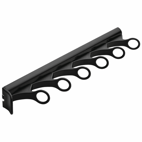 Hafele Scarf Rack, TAG Synergy Collection, 6 Hook, 14 1/8", With 3/4 extension slide, Black, Item# 807.54.334, 80754334, 807-54-334