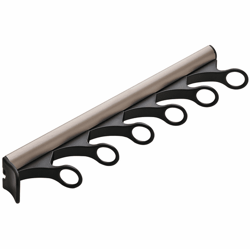 Hafele Scarf Rack, TAG Synergy Collection, 6 Hook, 14 1/8", With 3/4 extension slide, Matt nickel, Item# 807.54.634, 80754634, 807-54-634