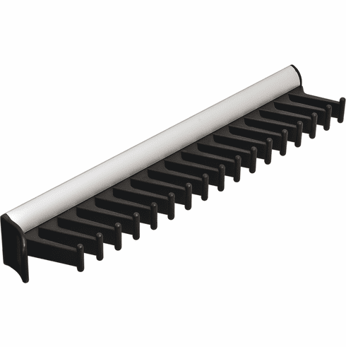 Hafele Tie Rack, TAG Synergy Collection, 17 Hook, 11 15/16", With 3/4 extension slide, Matt aluminum, Item# 807.54.932, 80754932, 807-54-932