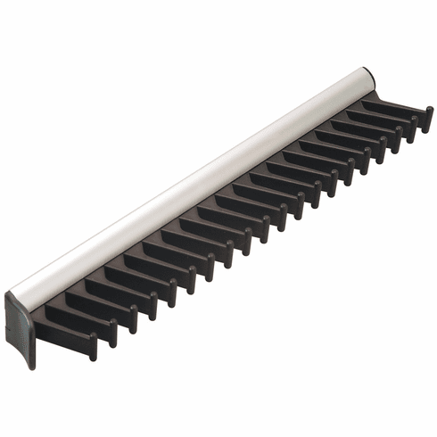 Hafele Tie Rack, TAG Synergy Collection, 20 Hook, 14 1/8", With 3/4 extension slide, Matt aluminum, Item# 807.54.933, 80754933, 807-54-933