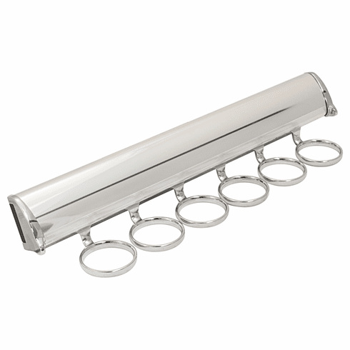 Hafele Scarf Rack, TAG Synergy Elite Collection, 6 Hook, 13 7/8", With full extension slide, Polished chrome, Item# 807.67.223, 80767223, 807-67-223