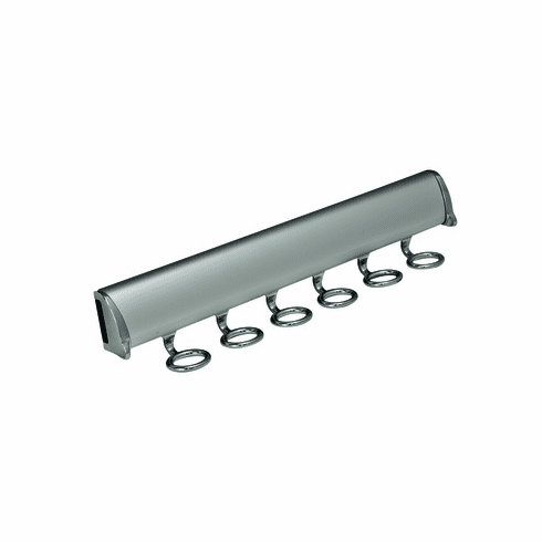 Hafele Scarf Rack, TAG Synergy Elite Collection, 6 Hook, 13 7/8", With full extension slide, Matt aluminum with chrome hooks and end caps, Item# 807.67.423, 80767423, 807-67-423