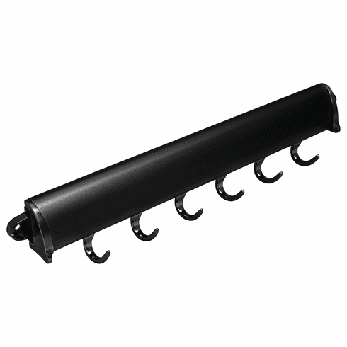 Hafele Fixed Accessory Rack, TAG Synergy Elite Collection, 6 Hook, 15 1/4", Black, Item# 807.67.583, 80767583, 807-67-583