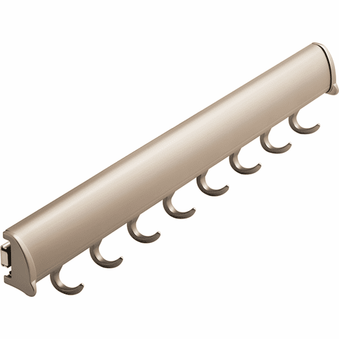 Hafele Scarf Rack, TAG Synergy Elite Collection, 6 Hook, 13 7/8", With full extension slide, Matt nickel, Item# 807.67.623, 80767623, 807-67-623